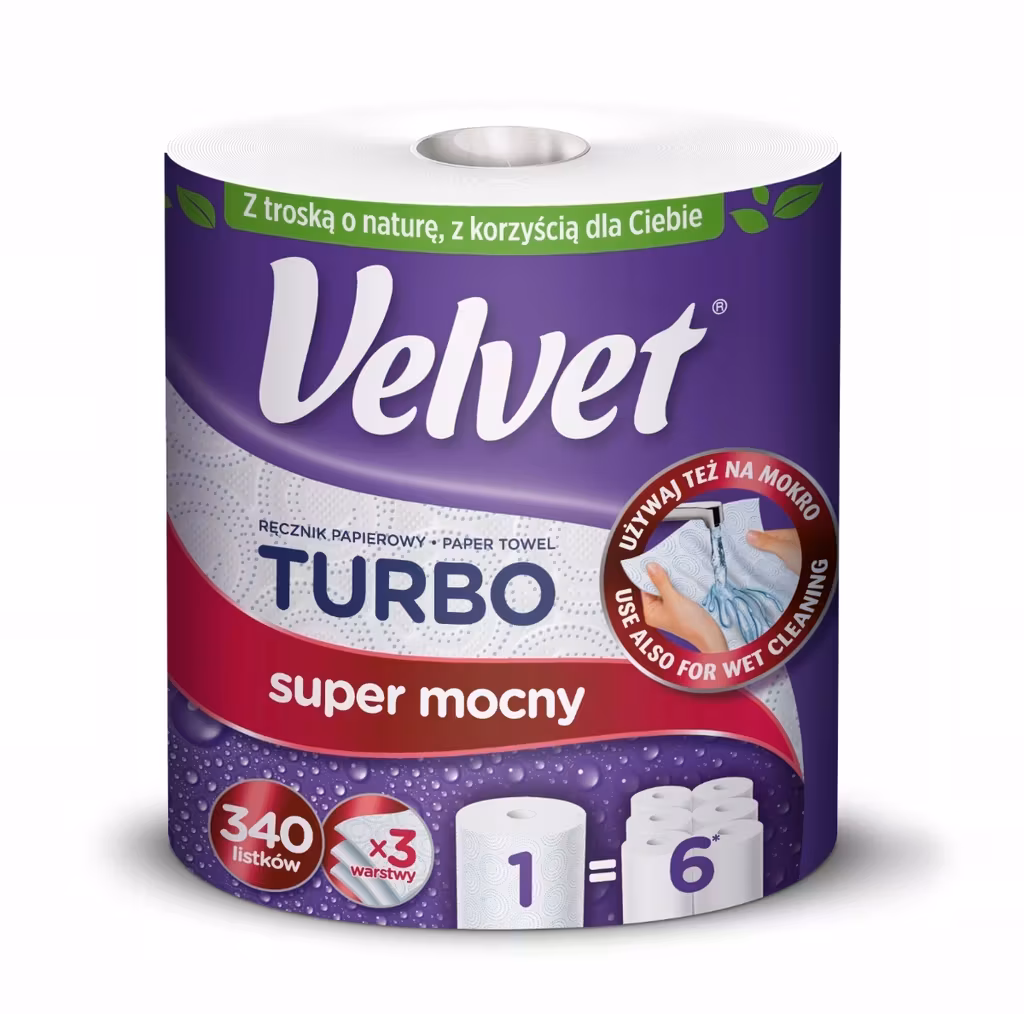 Ręcznik papierowy Velvet Turbo super mocny (2+1 GRATIS) - Biedronka