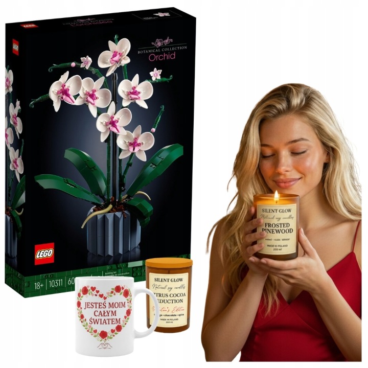 LEGO Orchidea 10311 Zestaw Prezentowy + Świeca Sojowa + Kubek dla Niej - od BERRYWOOD
