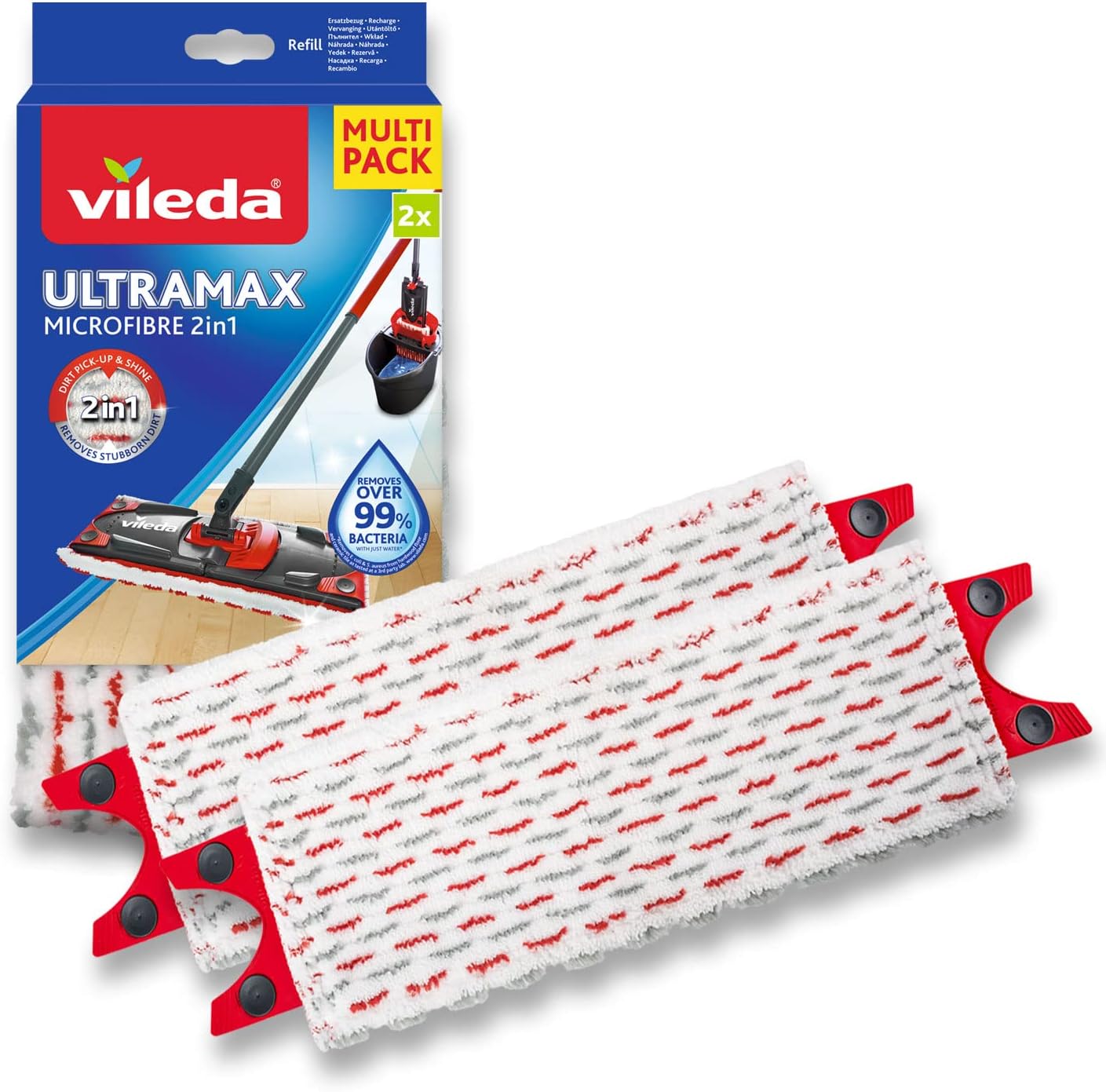 2 SZTUKI - Vileda Wkład do mopa płaskiego Ultramax, Ultramax Turbo i Mopa Ultramax