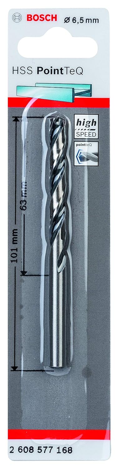 Bosch Professional HSS wiertło spiralne PointTeQ (do metalu, 6,5 x 63 x 101 mm)