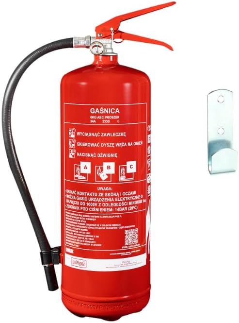 Gaśnica Proszkowa 6 kg ABC + wieszak – Trwałość do 20 Lat