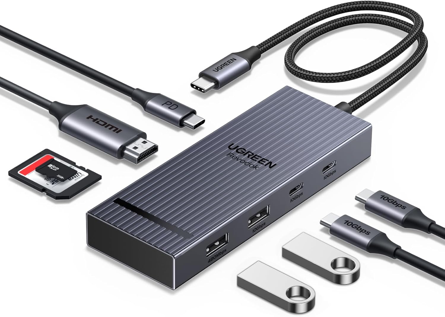 Hub UGREEN Revodok Pro, 10Gbps, USB-C, adapter USB-C z HDMI 4K@60Hz
