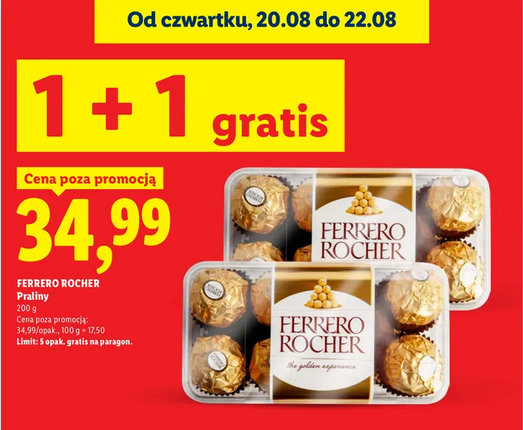 FERRERO ROCHER praliny, 200g (1+1 GRATiS) - LIDL