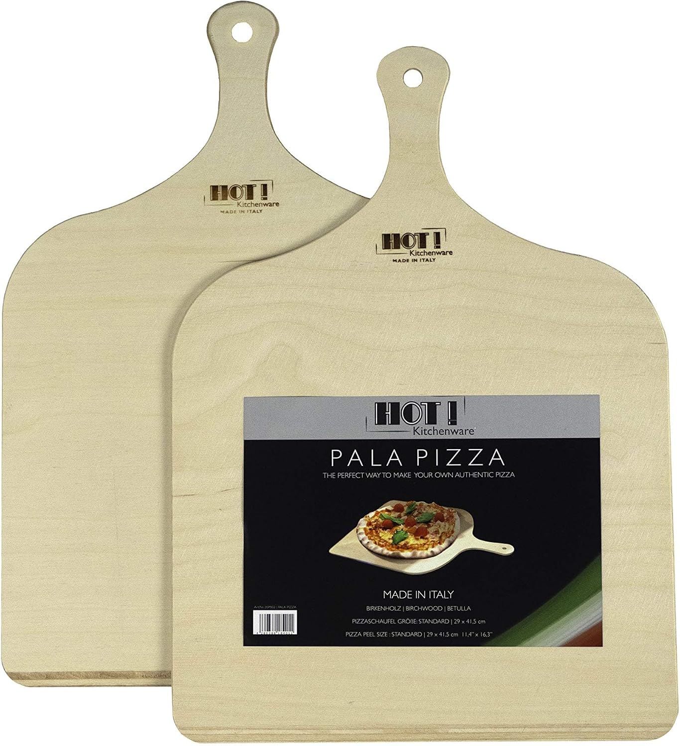 HOT! Kitchenware - łopatka do pizzy z drewna brzozowego, 29 x 41,5 cm (zestaw 2 szt.)