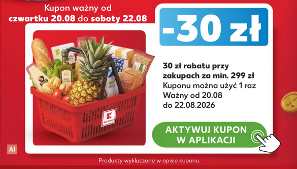KUPON - 30 PLN przy zakupach za min. 299 PLN - Kaufland