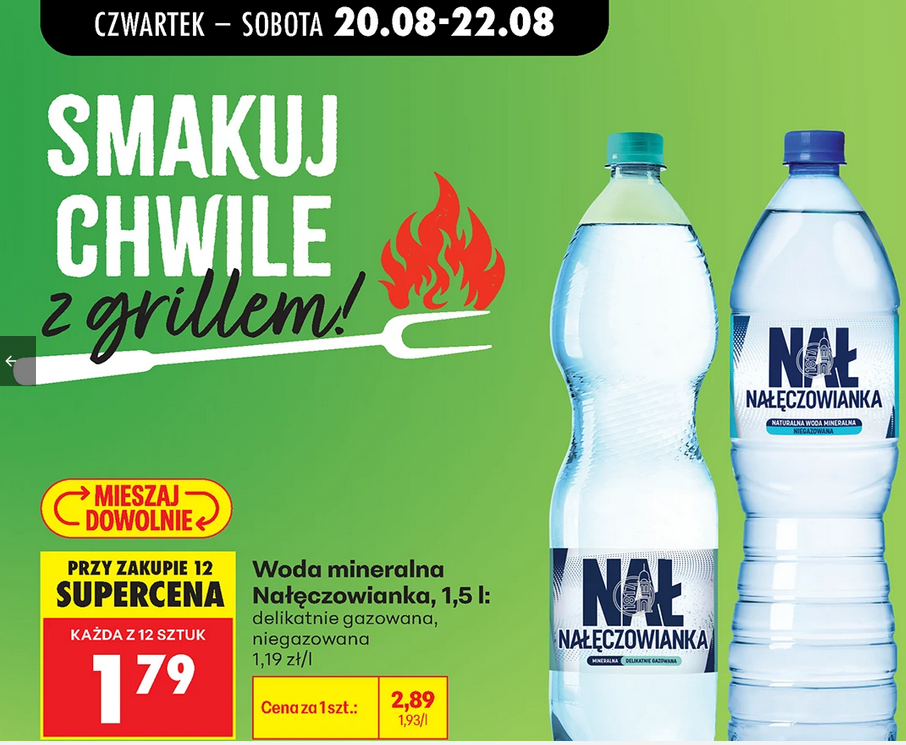 Woda mineralna Nałęczowianka, 1.5 L (przy zakupie 12 op.) - Biedronka