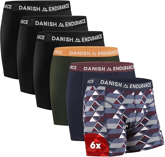 6 SZTUK - DANISH ENDURANCE Męskie Bokserki, Bawełna, Klasyczny Krój