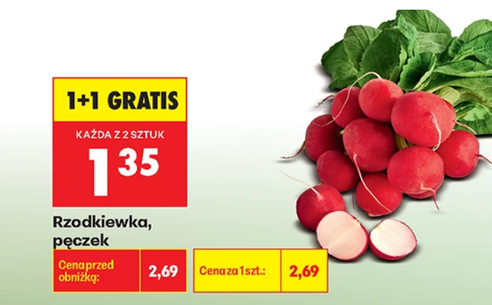 Rzodkiewka, pęczek (1+1 GRATIS) - Biedronka