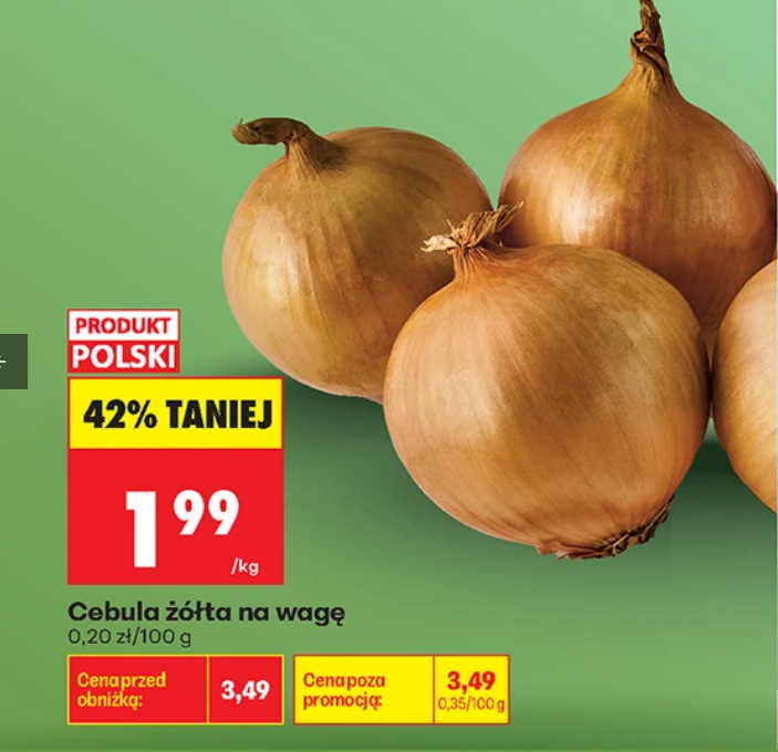 Cebula żólta, na wagę, 1 KG - Biedronka