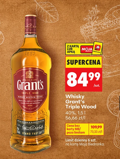 Whisky Grant's Triple Wood, 40%, 1.5 L - Biedronka