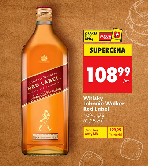 Whisky Johnnie Walker Red Label, 40%, 1.75 L - Biedronka