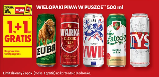 Wielopaki piwa w puszce (1 zgrzewka + 1 zgrzewka GRATIS)