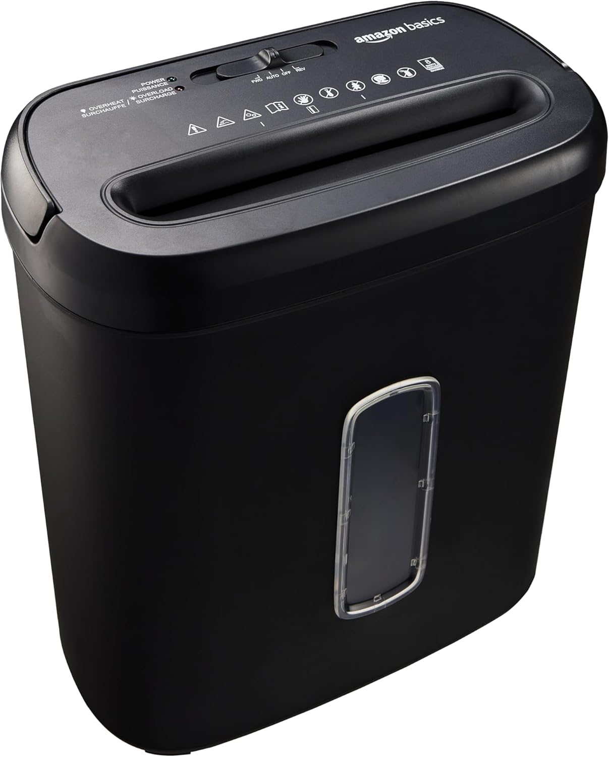 Amazon Basics Niszczarka do papieru płyt CD i kart kredytowych 8 arkuszy czarna + BON 20 PLN na kolejne zakupy