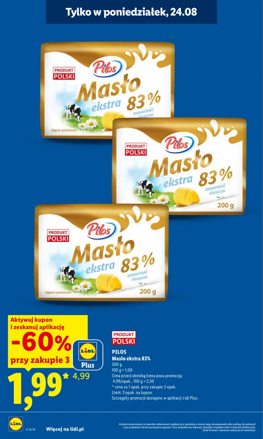 PILOS Masło ekstra 83% 200g (przy zakupie 3 op.) - LIDL