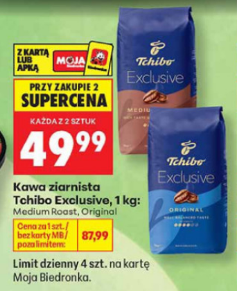 Kawa ziarnista Tchibo Exclusive 1 kg (Medium Roast lub Original - przy zakupie 2 op.) - Biedronka