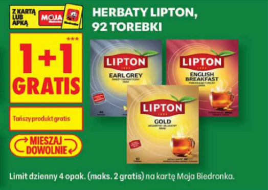 Herbaty LIPTON 92 torebki (1+1 GRATIS) - Biedronka