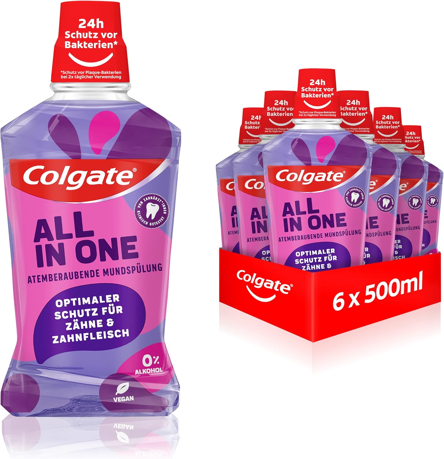 6 SZTUK - Colgate Płyn do płukania jamy ustnej All In one 500 ml (bez alkoholu)