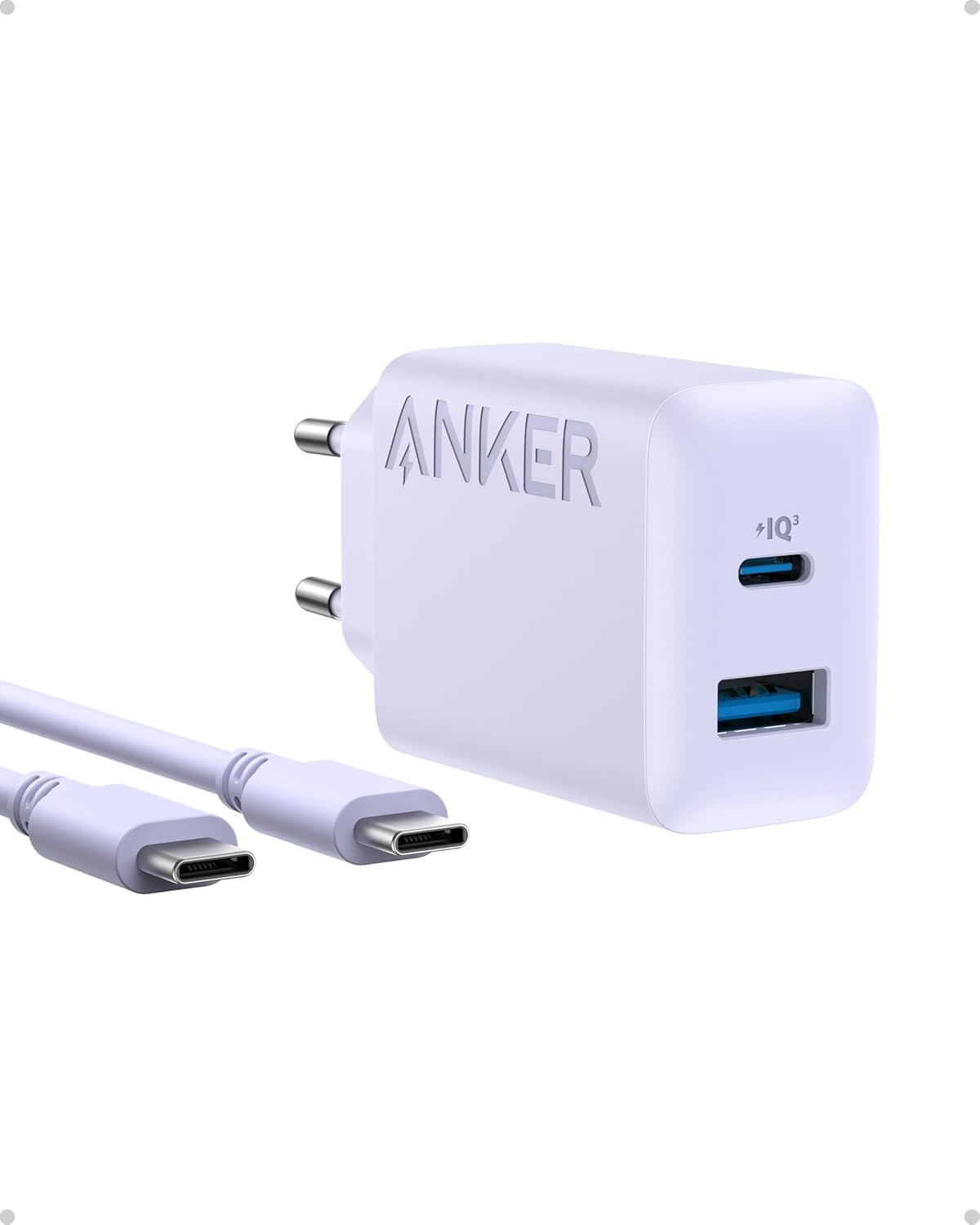 Anker ładowarka sieciowa USB-C 20 W fioletowa + kabel USB-C 150 cm