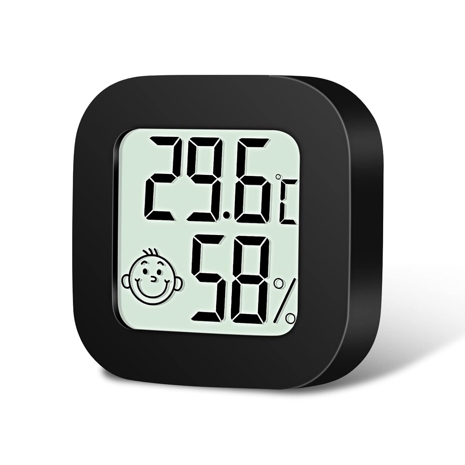 Flintronic Mini Termometr wewnętrzny LCD z higrometrem czarny