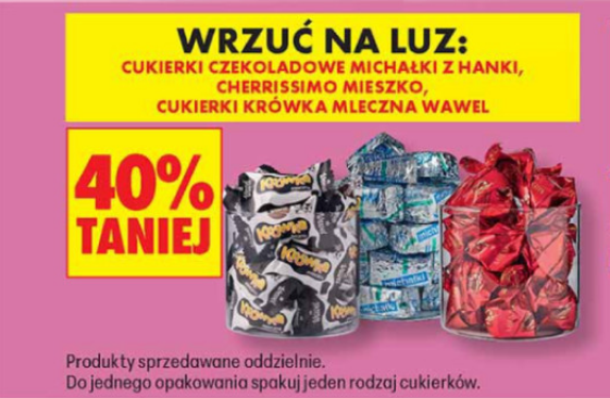 40% TANIEJ - Wiśnia w czekoladzie CHRRISSIMO Mieszko cukierki czekoladowe Michałki z Hanki i krówki mleczne Wawel - Biedronka