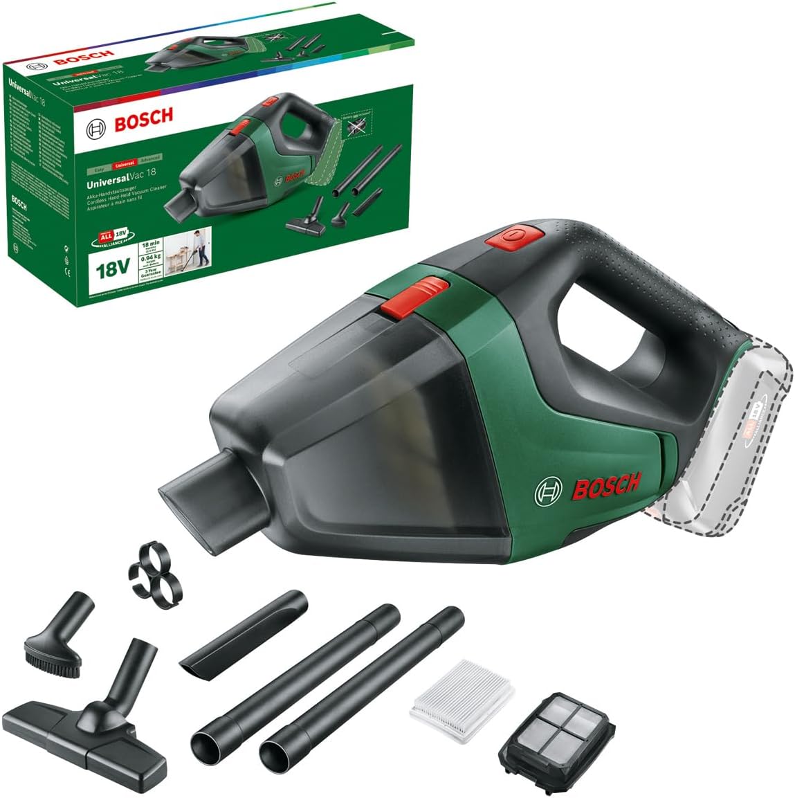 Bosch Odkurzacz akumulatorowy UniversalVac 18 (bez akumulatora system 18V opakowanie kartonowe)
