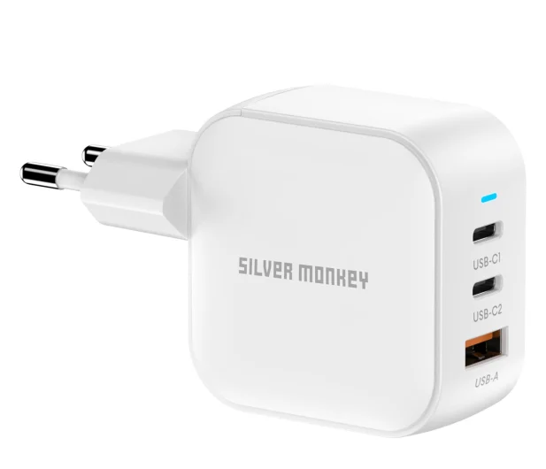 Silver Monkey Ładowarka GaN Smart Trio 70W PD Biała
