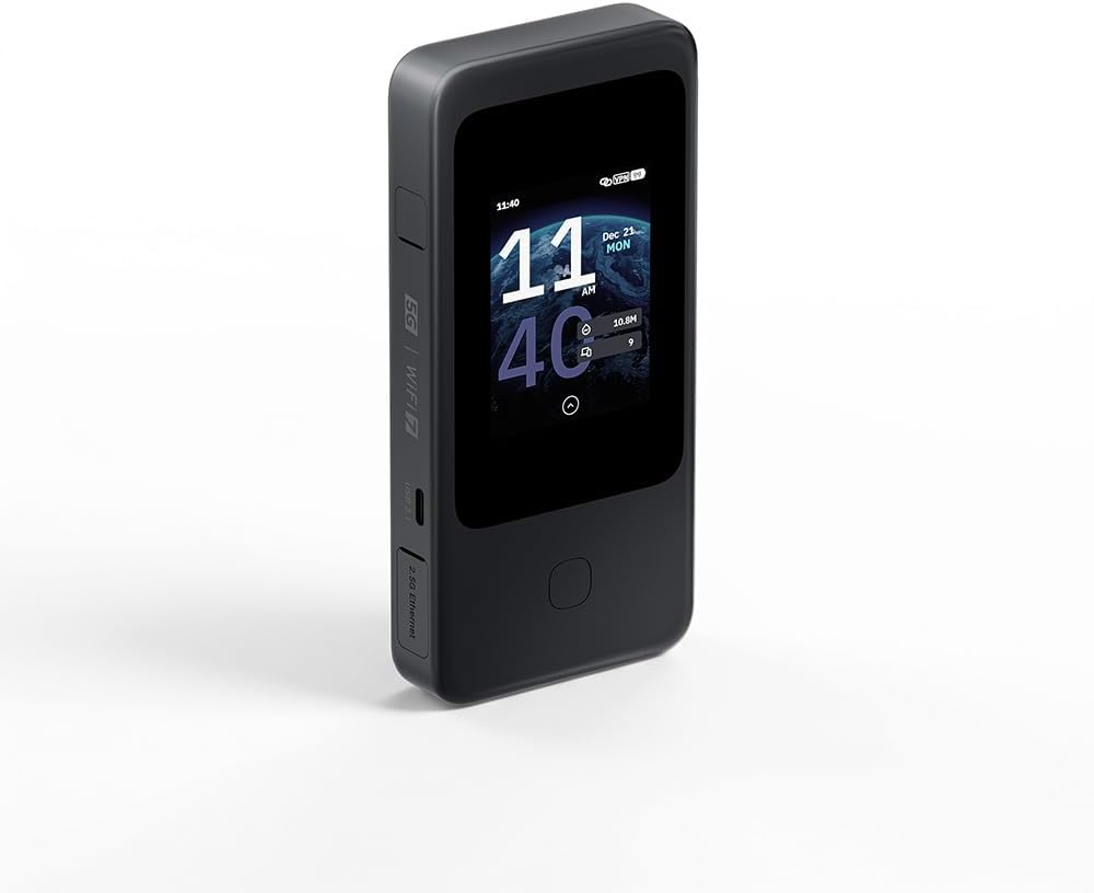 Trójpasmowy routeur mobilny GL.iNet GL-E5800 EU Mudi 7 5G Wi-Fi 7 eSIM