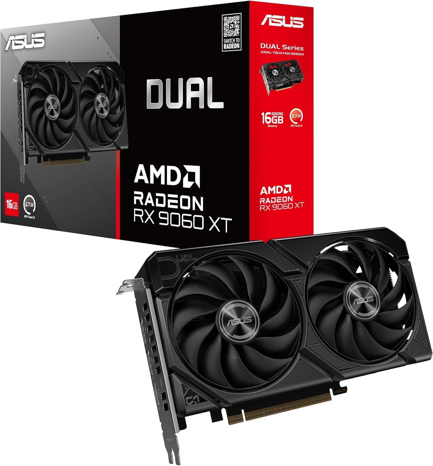ASUS Dual Radeon RX 9060 XT 16GB GDDR6 – karta graficzna (PCIe 5.0 HDMI 2.1b DisplayPort 2.1a)