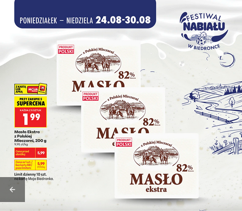 Masło Ekstra z Polskiej Mleczarni 200g (przy zakupie 3 op.) -Biedronka