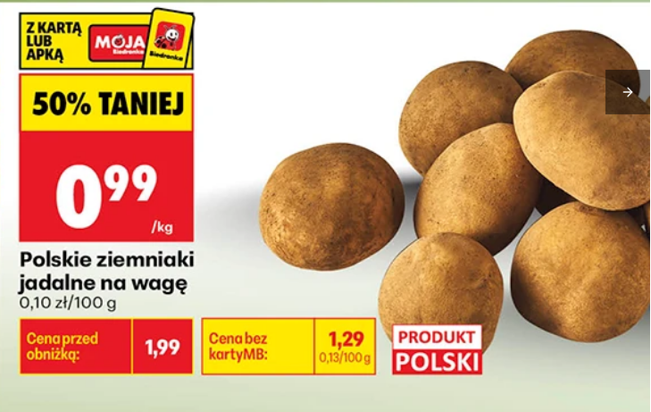 Polskie zimniaki jadalne na wagę 1 KG - Biedronka