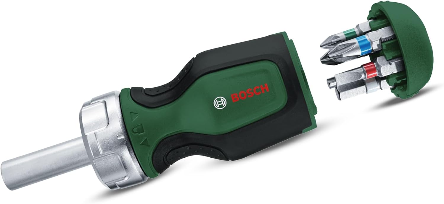 Bosch Wkrętak z grzechotką z krótką rękojeścią + 6 końcówek bitów