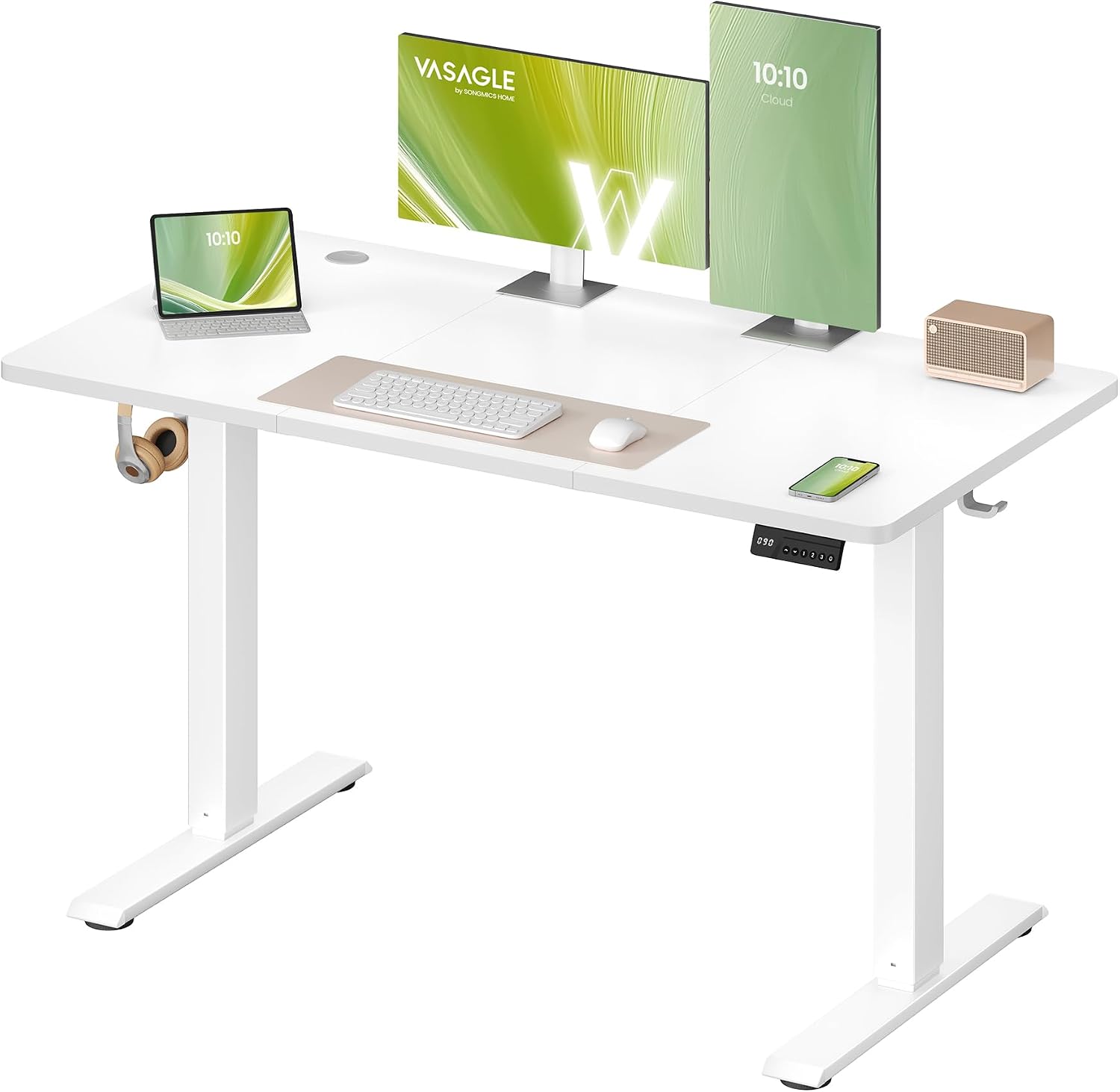 VASAGLE Biurko Elektryczne z Regulacją Wysokości 120 x 60 x 72-120 cm białe