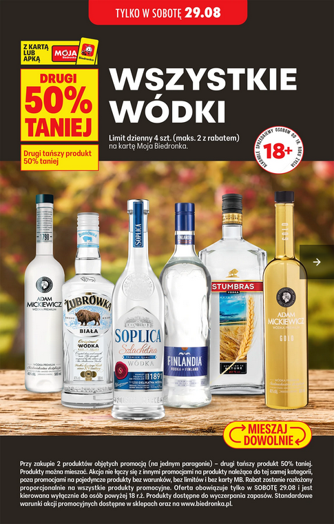Wszystkie wódki (druga butelka 50% taniej) - Biedronka