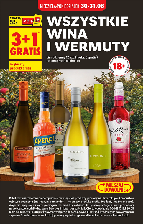 Wszystkie wina i wermuty (3+1 GRATIS) - Biedronka