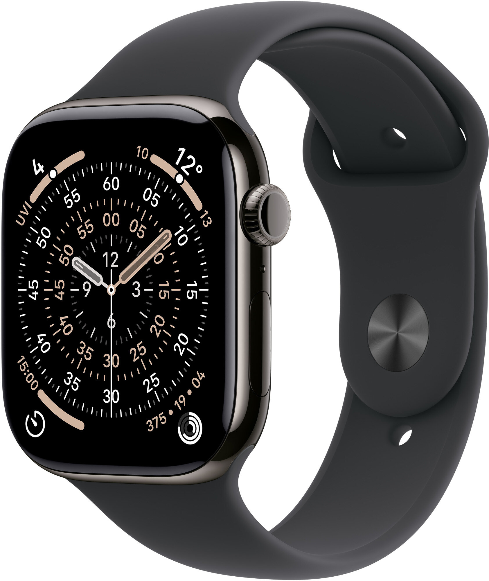 Apple Watch 11 GPS + Cellular 42mm koperta z tytanu (łupek) + pasek sportowy rozmiar S/M (czarny)