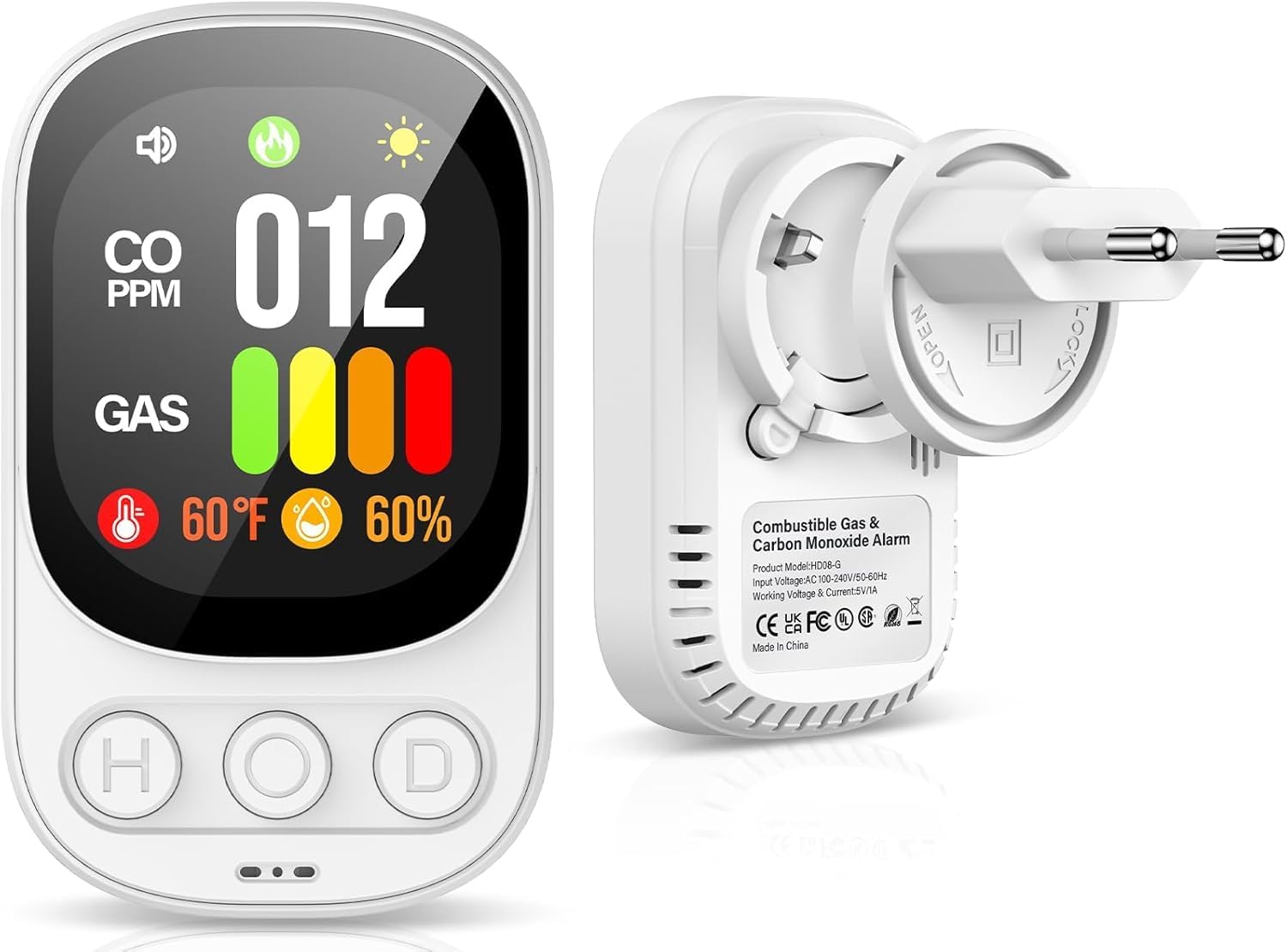 OHFAMO Detektor tlenku węgla detektor gazu CO reakcja 2s 50 ppm ekran LCD