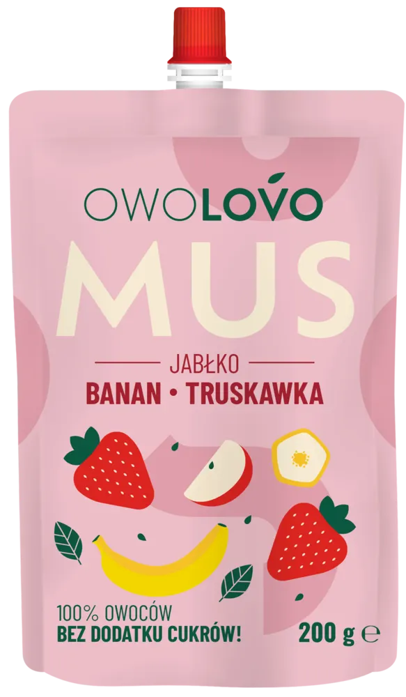 Mus jabłko banan truskawka Owolovo 200g (przy zakupie 4 op.) - DINO