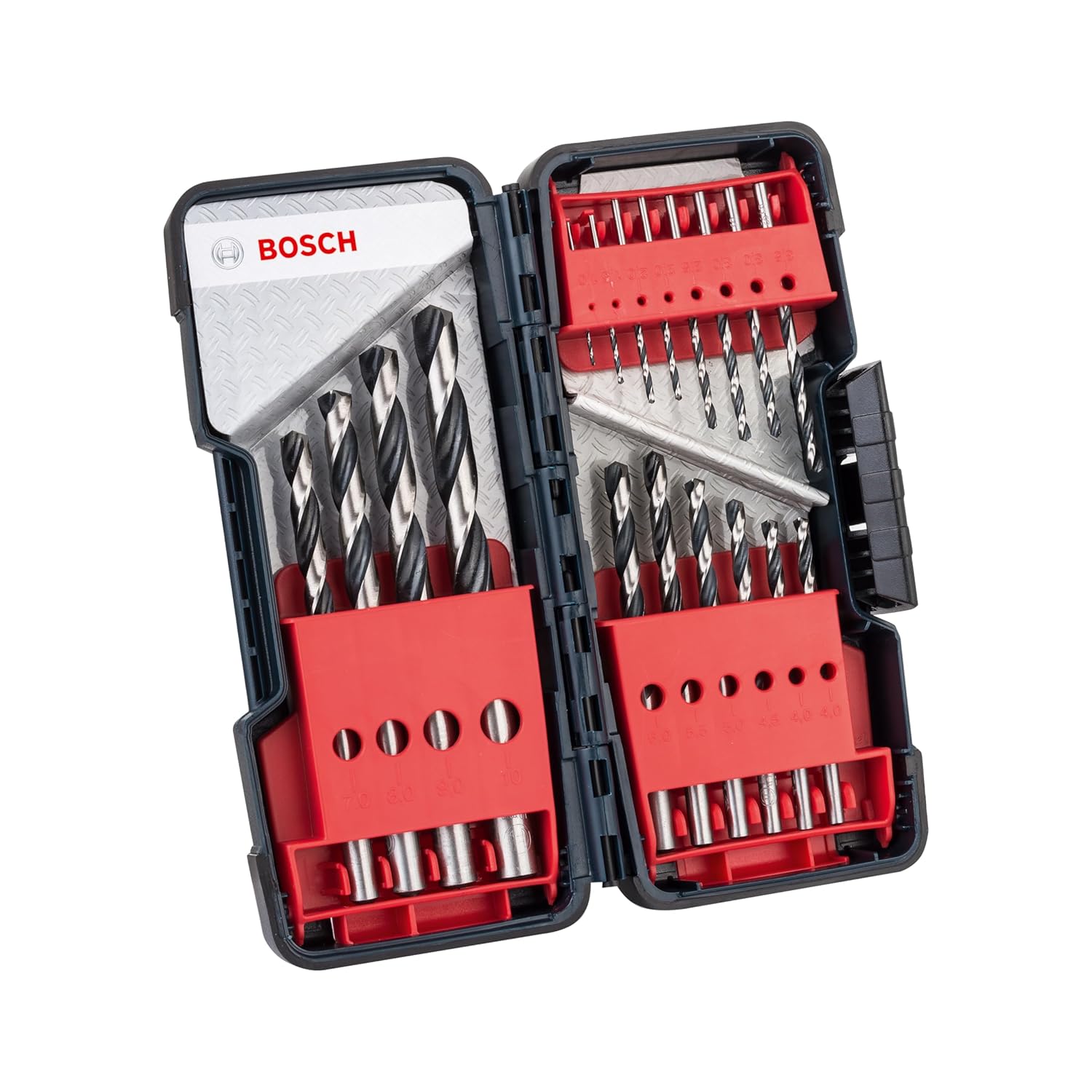 Bosch Professional 18-elem. zestaw wierteł krętych HSS PointTeQ (do Stal Żeliwo ToughBox Ø 1-10 mm Akcesoria Wiertarki/Wkrętarki)