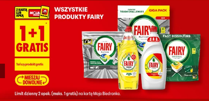 Wszystkie produkty marki FAIRY (1+1 GRATIS) - Biedronka