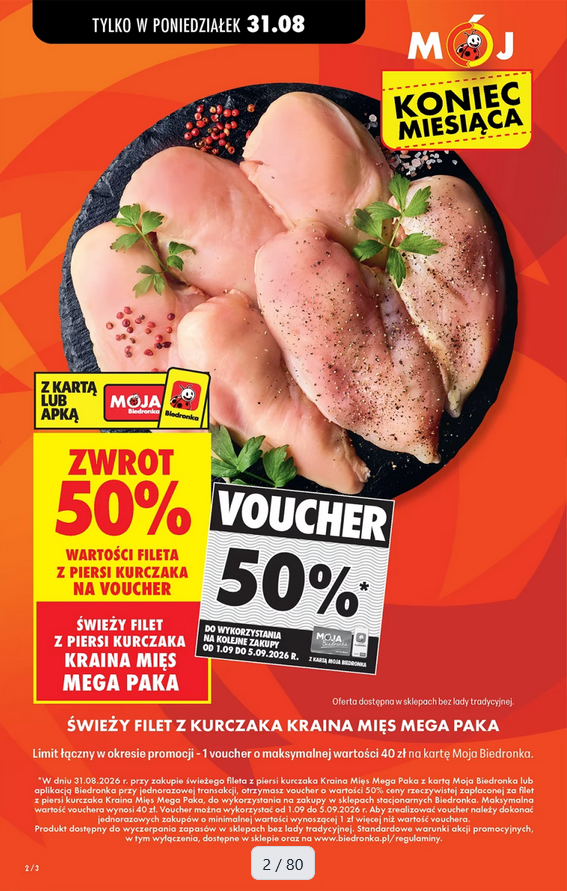 ZWROT 50% wartości fileta z piersi kurczaka na VOUCHER - BIEDRONKA
