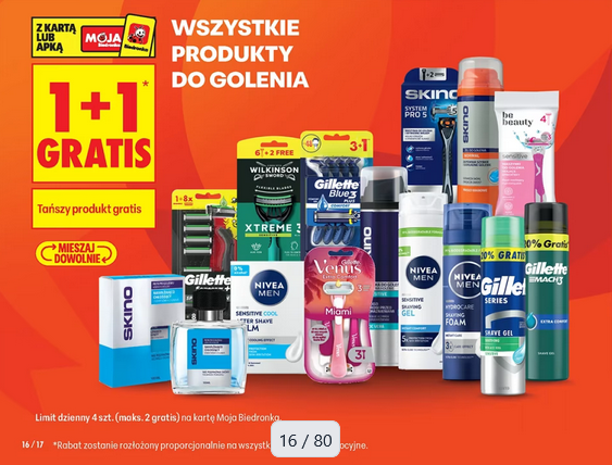 Wszystkie produkty do golenia (1+1 GRATiS) - Biedronka