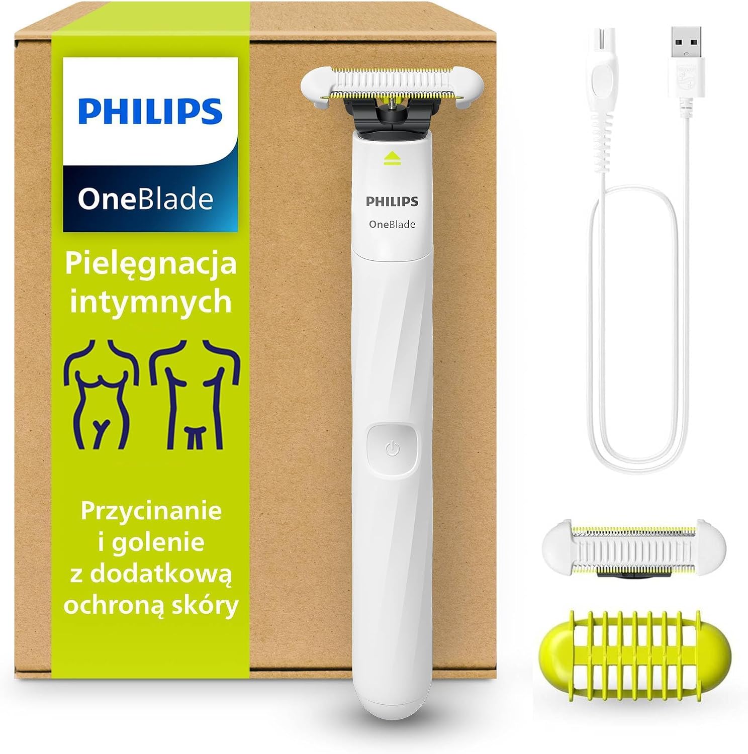 Philips Oneblade Intimate Golarka Przeznaczona do Okolic Intymnych Przycinania i Golenia z Dodatkową Ochroną Skóry Model QP1924/30