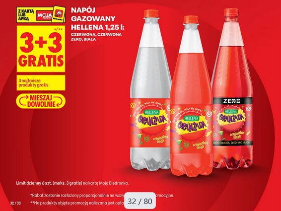 Napój gazowany HELLENA 1.25 L (3+3 GRATIS) - Biedronka