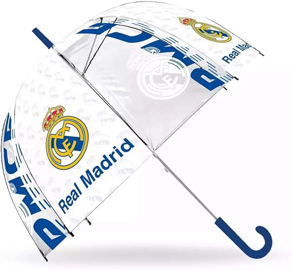 Kids Euroswan Przezroczysty parasol z dzwonkiem 48 cm Real Madryt FC