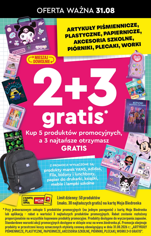 KUP 5 produktów promocyjnych a 3 najtańsze dostaniesz GRATIS - Biedronka