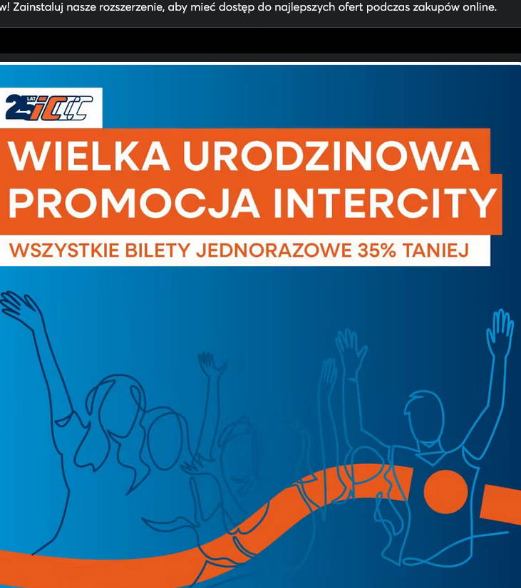 BILETY NA WRZESIEŃ I PAŹDZIERNIK TAŃSZE MINIMUM O 35% - URODZINOWA PROMOCJA PKP INTERCITY