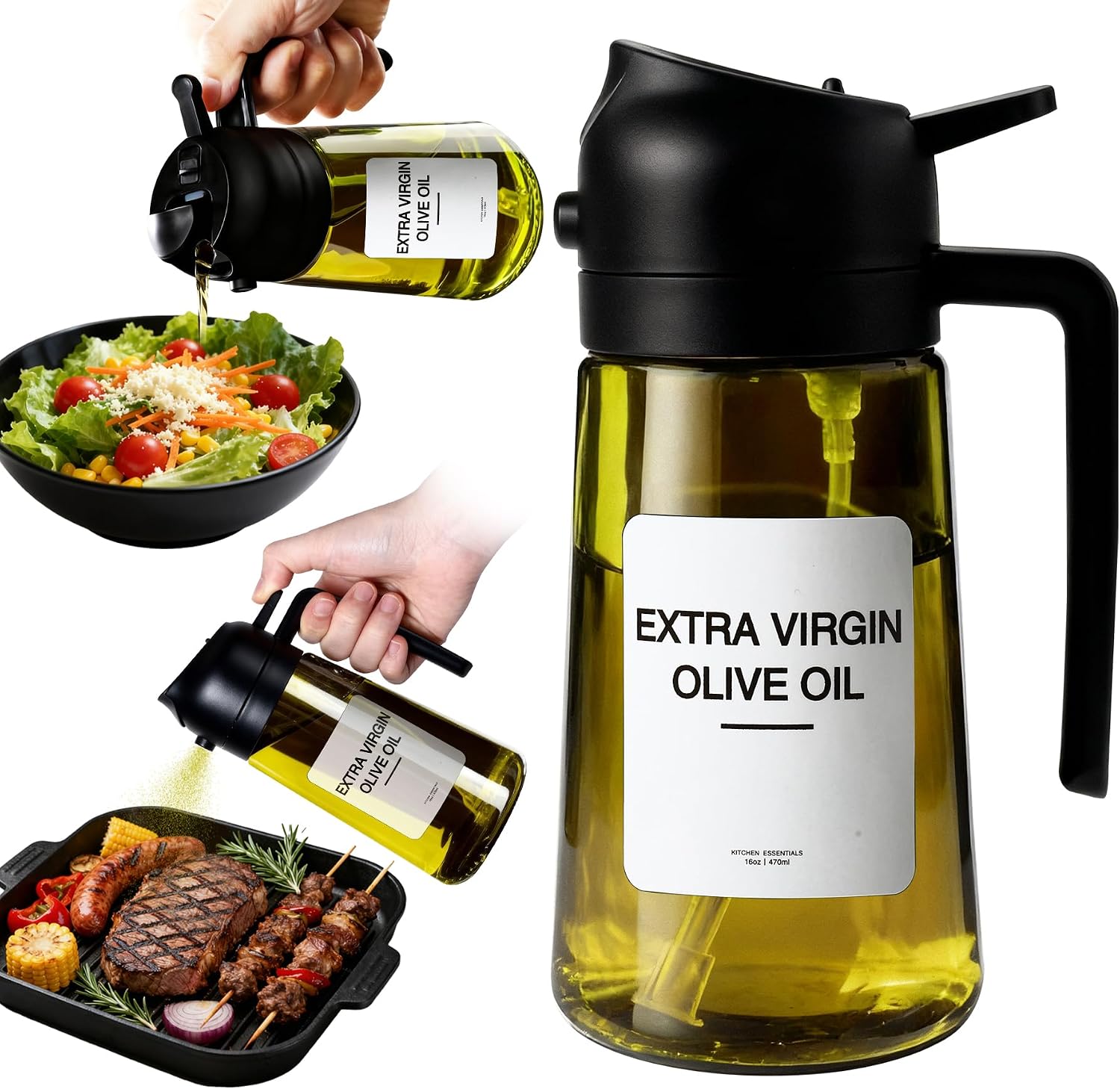 Rozpylacz do oleju spożywczego – szklana butelka o pojemności 470 ml