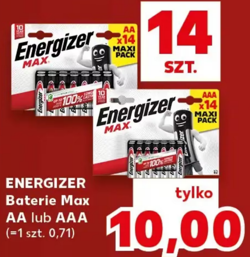 14 SZTUK - Baterie Energizer MAX AA lub AAA (71 groszy/szt.) - Kaufland