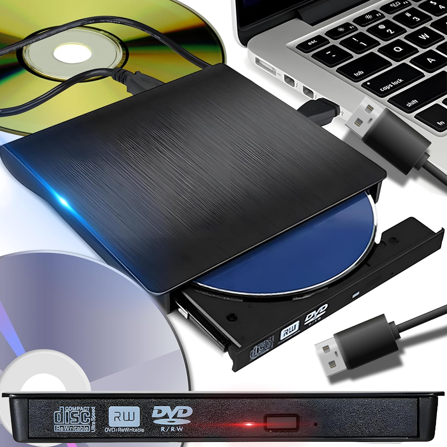 Retoo Zewnętrzny napęd CD/DVD USB 3.0 nagrywarka czarny