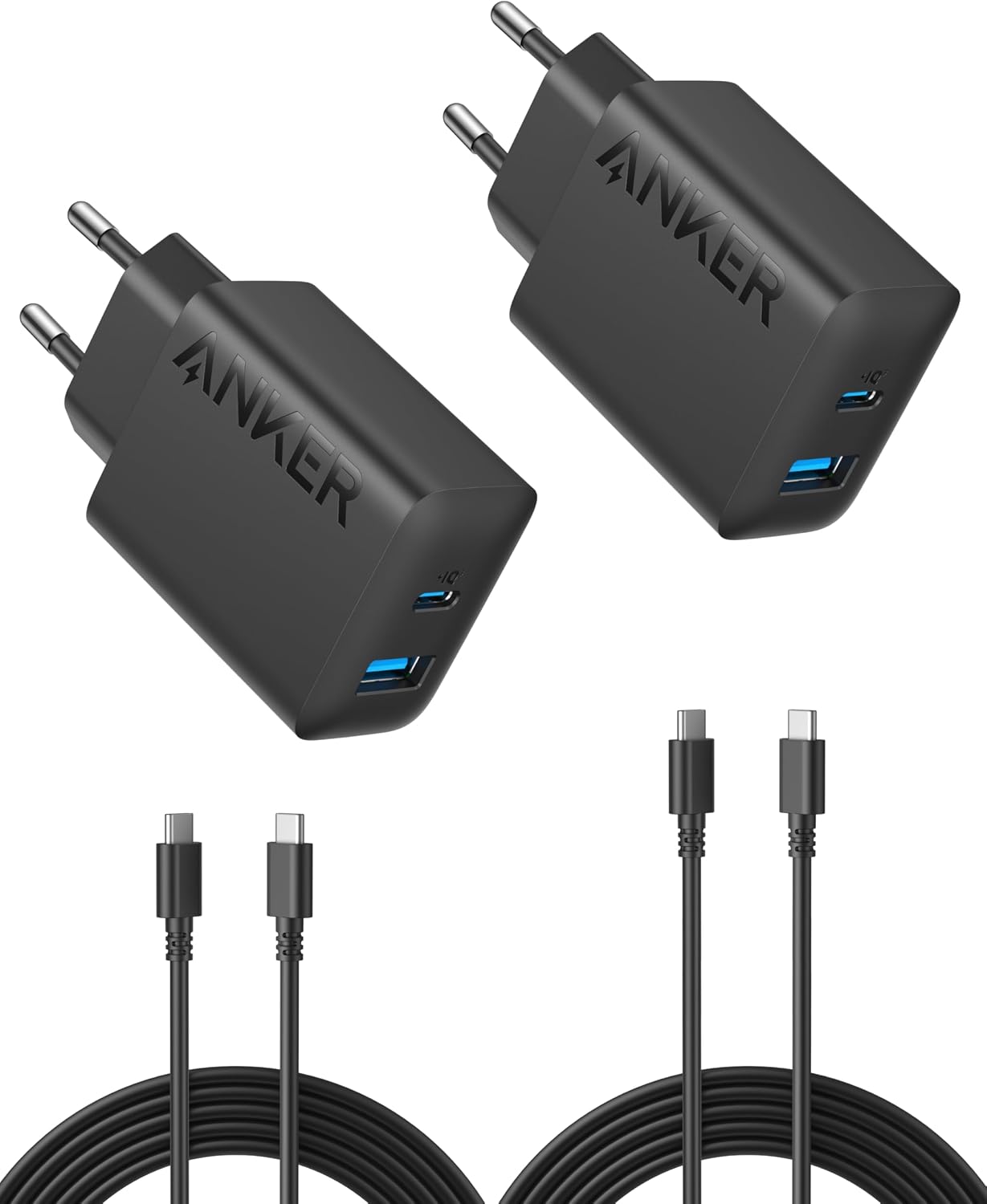 2 x ZESTAW: Anker ładowarka USB-C 20 W + kabel USB-C 150 cm